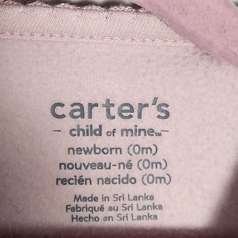 Carter's Child of Mine Newborn 0M Baby Girl Sleeper Lot of 5 Zip Footed Pajamas